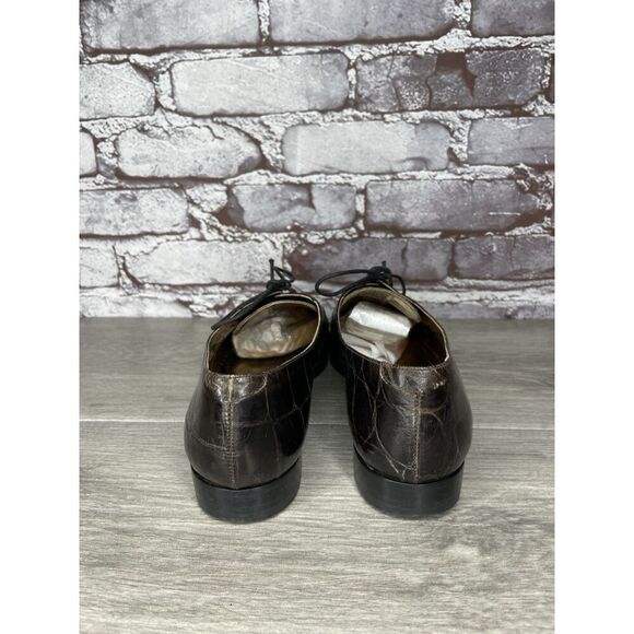 Joan & David Brown Aligator Embossed Leather Lace Oxfords Women Sz 8.5M US/39EU - Picture 4 of 16